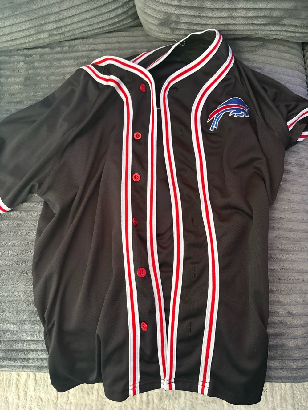 NFL Black Men's Button-Up Jersey with Red & White Trim
